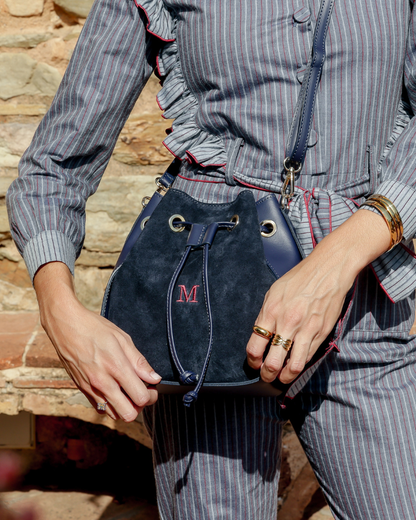 Μέδουσα – Τσάντα  τύπου bucket σε navy suede