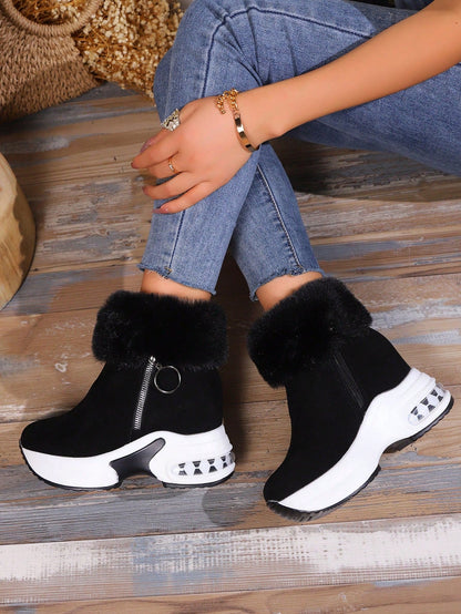 Ερμιόνη – Ζεστά βελούδινα μποτάκια με σόλα πλατφόρμα