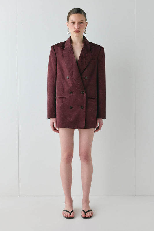 Kyra Jacquard Blazer Wine