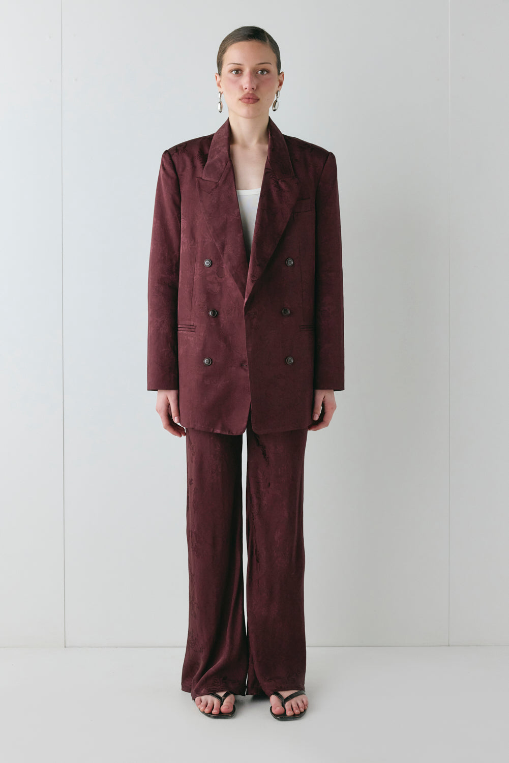 Kyra Jacquard Blazer Wine